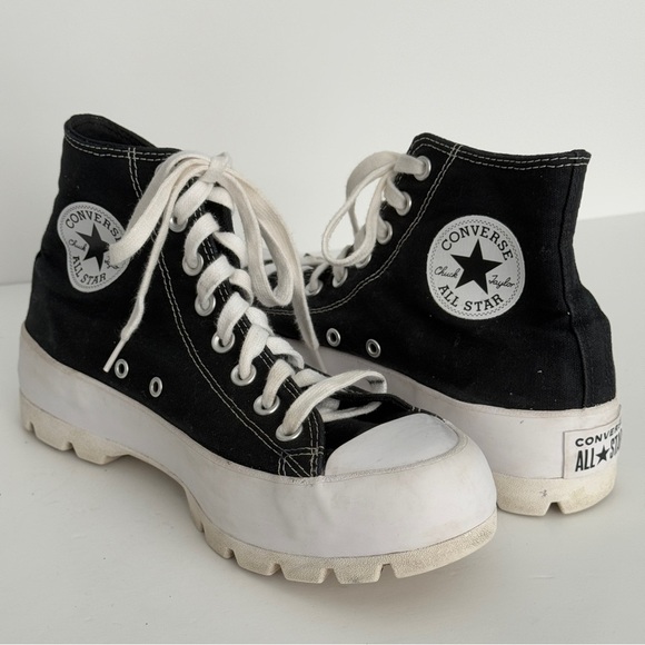 Converse All Star Lugged Platform Womens Size 9 Shoes Black White Athletic H-Top - Picture 4 of 10